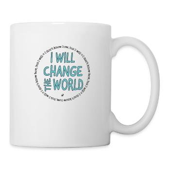 Kreis aus Wörter mit einen Spruch drinnen - Tasse - Weiß - Rechts