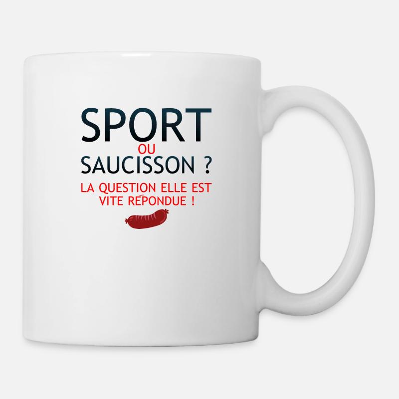 saucisson sport citation question humour - Mug blanc - blanc