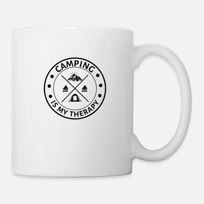 Camping ist meine Therapie Lustiger Camper-Spruch - Tasse - Weiß