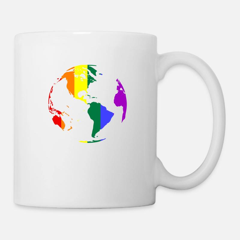 Lgbt Rainbow World Map, Earth - Mug - white