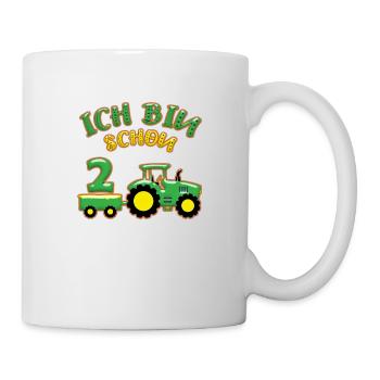 2 Jahre alt 2 Geburtstag Traktor Ich bin schon 2 - Tasse - Weiß - Rechts