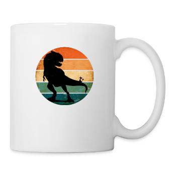 Funny Cat T-Rex Dinosaur Vintage Retro Sunset - Mug blanc - blanc - Droite