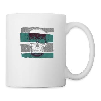 Skull green paper strip dark - Mug - white - Right