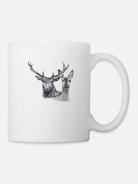 Cerfs et biches - Mug blanc - blanc