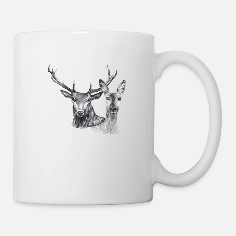 Cerfs et biches - Mug blanc - blanc