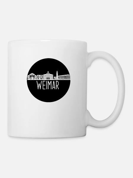 weimar, skyline, kreis, scherenschnitt, schwarz - Tasse - Weiß