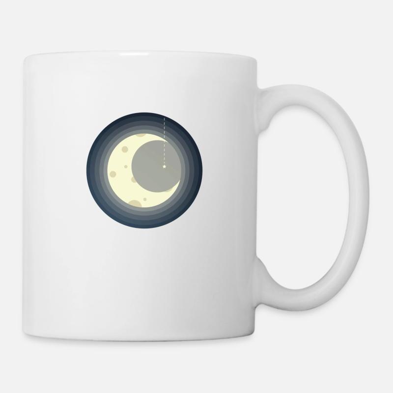 Mond und Sternschnuppe - Tasse - Weiß