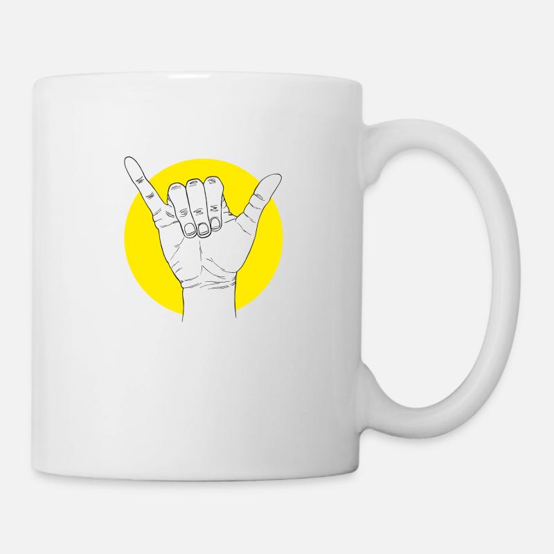 Restez détendu surfeur - salutation surfeur - geste de la main - Mug blanc - blanc