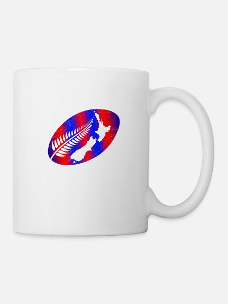 Rugby Aotearoa Neuseeland Silberfarn-Geschenkidee - Tasse - Weiß