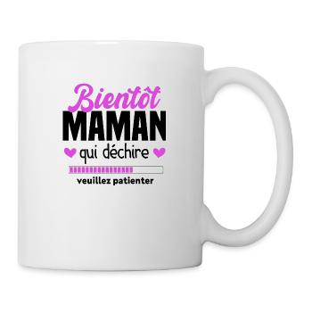 Bientôt Maman Qui Déchire Veuillez Patienter Mère - Mug blanc - blanc - Droite