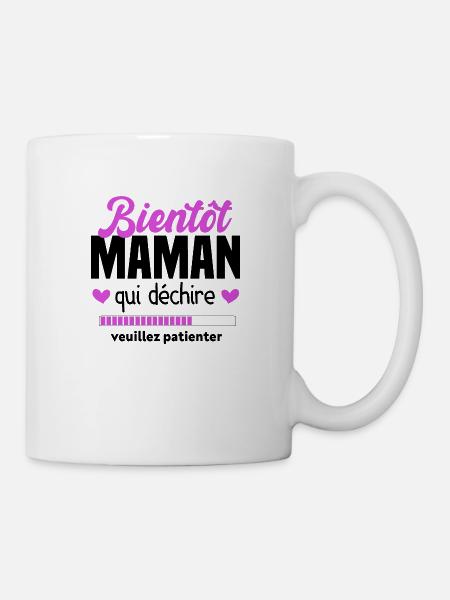Bientôt Maman Qui Déchire Veuillez Patienter Mère - Mug blanc - blanc