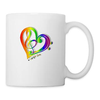 Violin and bass clefs closed in one heart - Mug - white - Right