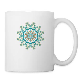 dekoratives, florales Mandala, rund in Trendfarben - Tasse - Weiß - Rechts