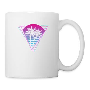 Retro Style Neon Palmen 80er 90er Jahre - Tasse - Weiß - Rechts
