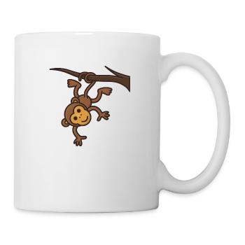 Little cute monkey is hanging on the tree - Mug - white - Right
