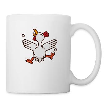 Fröhliches, lustiges tanzendes Huhn Cartoon - Tasse - Weiß - Rechts