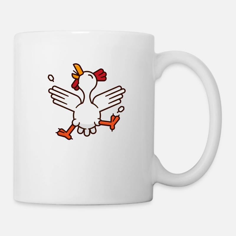 Bande dessinée heureuse et drôle de poulet de danse - Mug blanc - blanc