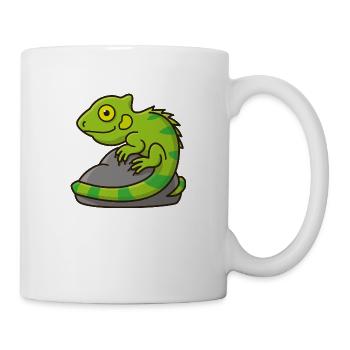 Small green iguana on a stone - Mug - white - Right