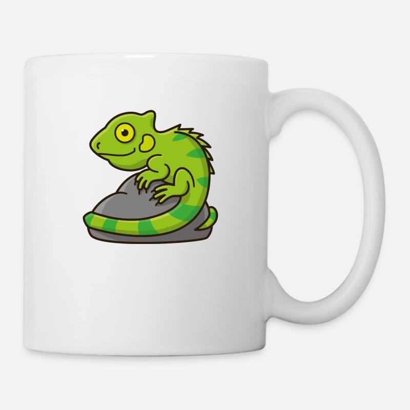 Petit iguane vert sur une pierre - Mug blanc - blanc