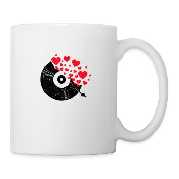 Vinyl Schallplatte Herzen Musikliebhaber Retro - Tasse - Weiß - Rechts