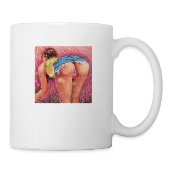 Erotisches Pin Up lässt unter ihren Rock schauen - Tasse - Weiß - Rechts