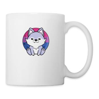 Cute Wolf Dog Bisexual Bi Flag FLAG LGBTQ - Mug - white - Right