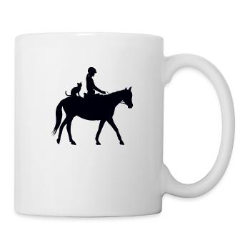 Cavalière Cheval et chat - Mug blanc - blanc - Droite