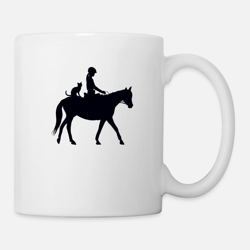 Cavalière Cheval et chat - Mug blanc - blanc