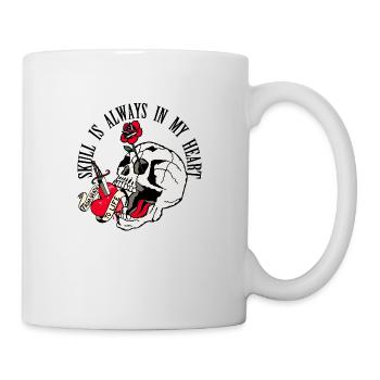 tete de mort old school crane fleur rose dague - Mug blanc - blanc - Droite