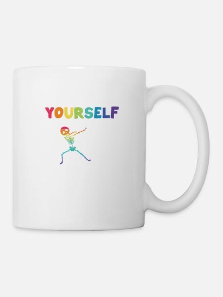 Funny Dabbing Skeleton Proud LGBT Pride Dare To Be - Tasse - Weiß