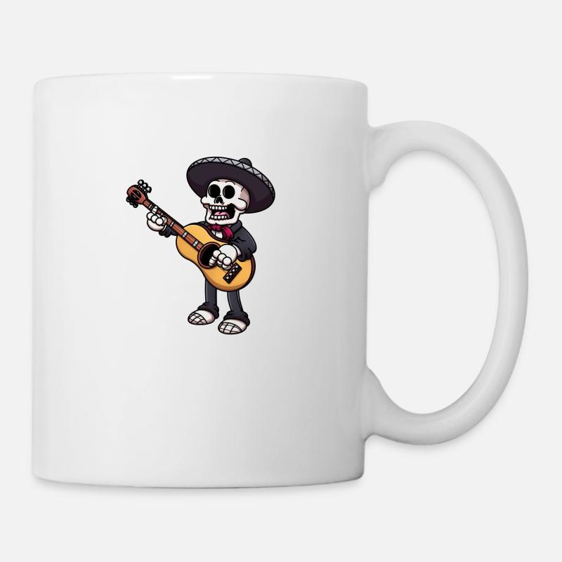 Mariachi Skeleton Playing The Guitar - Mug - white