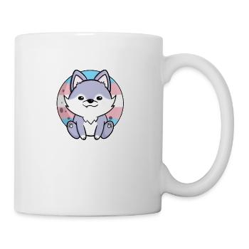 Cute Wolf Dog Trans Flag Flag LGBTQ Moon - Mug - white - Right