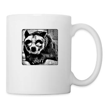 Bär mit Brille (DDP, Halftone Render) - Tasse - Weiß - Rechts