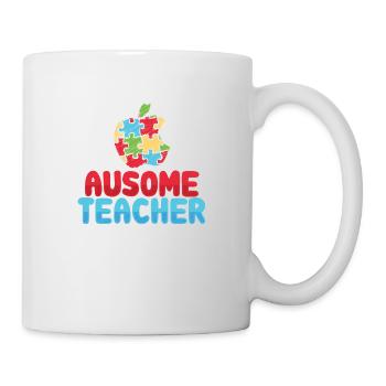 Au-Some Teacher Autismus Lehrer Apfel Puzzle - Tasse - Weiß - Rechts