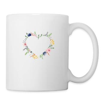 Herz Blumen personalisierbar - Tasse - Weiß - Rechts