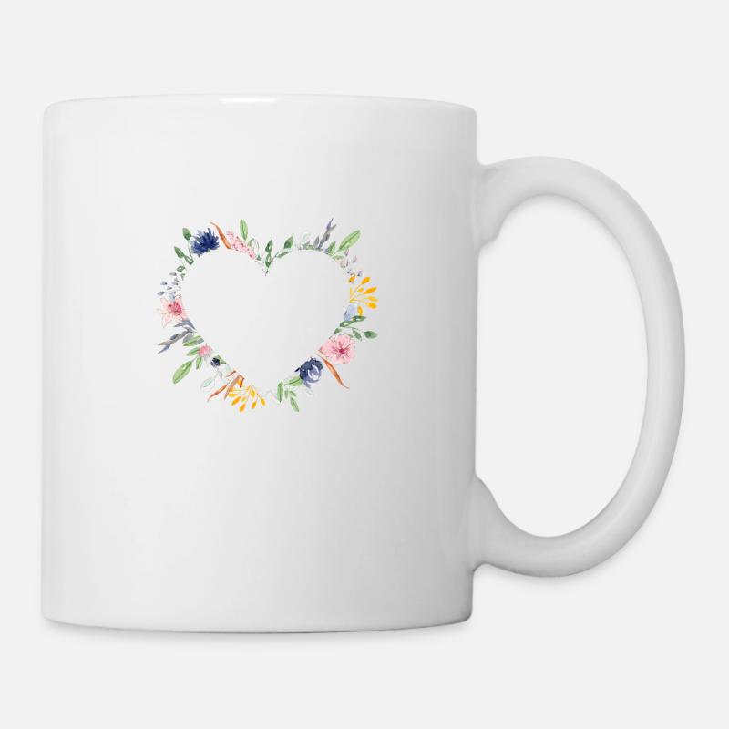 Herz Blumen personalisierbar - Tasse - Weiß