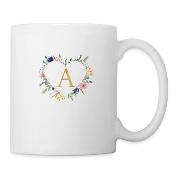 Monogramme personnalisable A Heart Floral - Mug blanc - blanc - Droite
