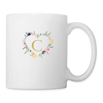 Monogramme personnalisable C Coeur Floral - Mug blanc - blanc - Droite