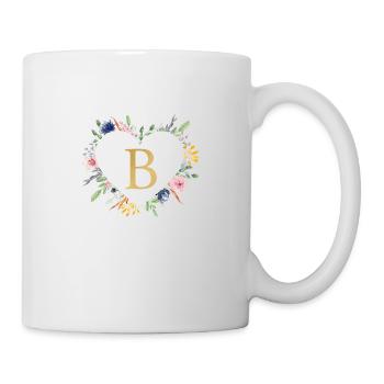 Personalisierbar Monogramm B Herz Floral - Tasse - Weiß - Rechts