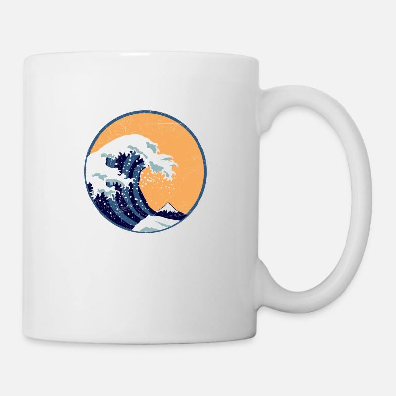 Waves La grande vague devant Kanagawa Retro Art Poison - Mug blanc - blanc