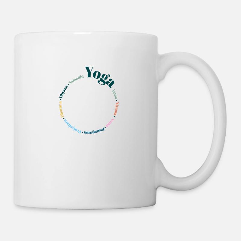 Yoga Wordcloud bunt - Tasse - Weiß