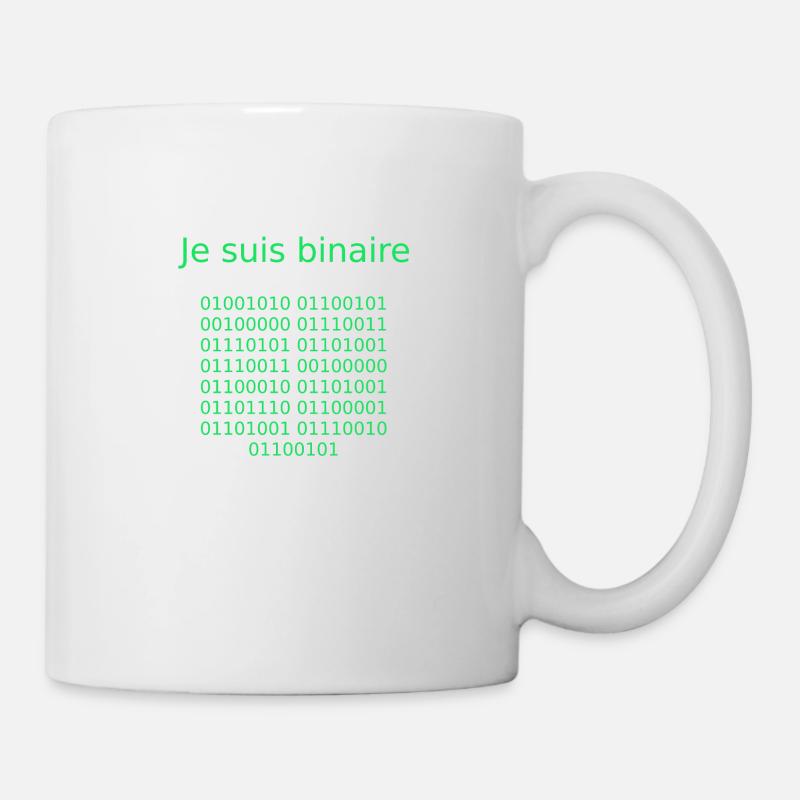 Je suis binaire (Vert) - Mug blanc - blanc
