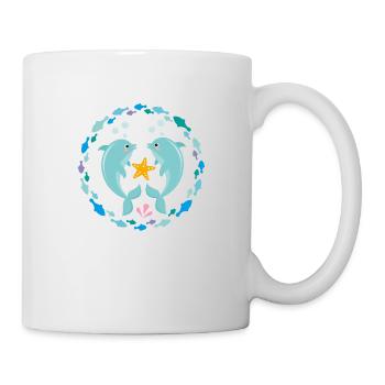 zwei Delfine - Tasse - Weiß - Rechts