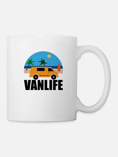 VAN LIFE - La plage - Van orange - Mug blanc - blanc