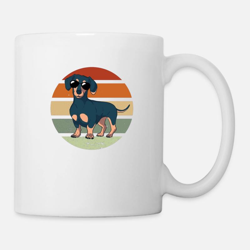 Chiens mignons Teckel vintage Gassi Motif Teckel - Mug blanc - blanc