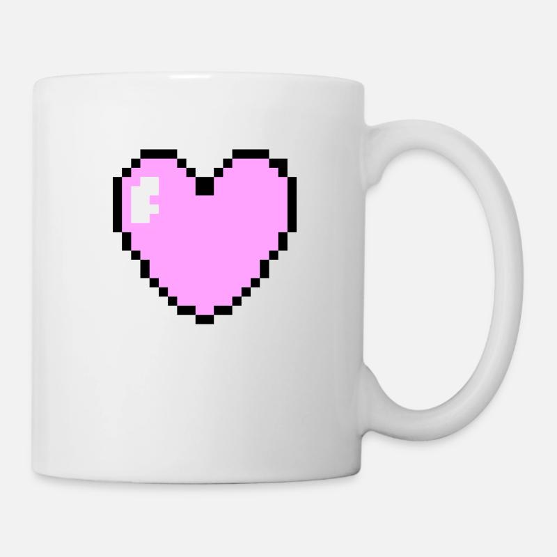 Rosa Pixel Herz - Tasse - Weiß