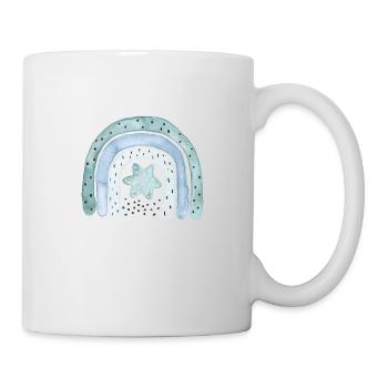 Bleu denim arc-en-ciel avec astérisque - Mug blanc - blanc - Droite