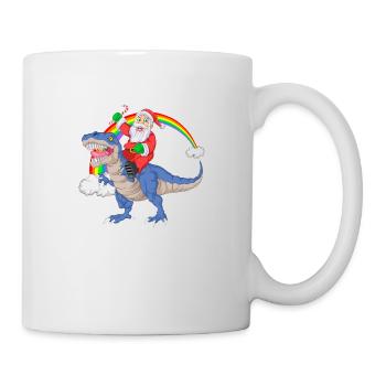 Weihnachtsmann reitet Trex Dinosaurier Weihnachten - Tasse - Weiß - Rechts