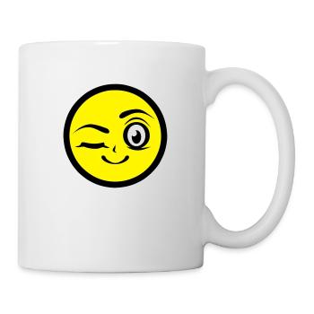 fille clin oeil sourire smiley - Mug blanc - blanc - Droite
