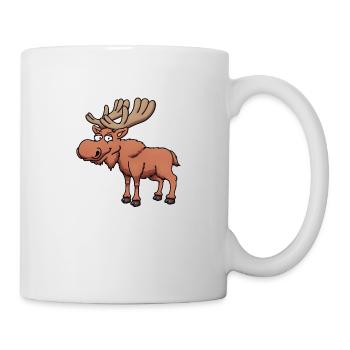 Glücklicher Cartoon Elch - Tasse - Weiß - Rechts
